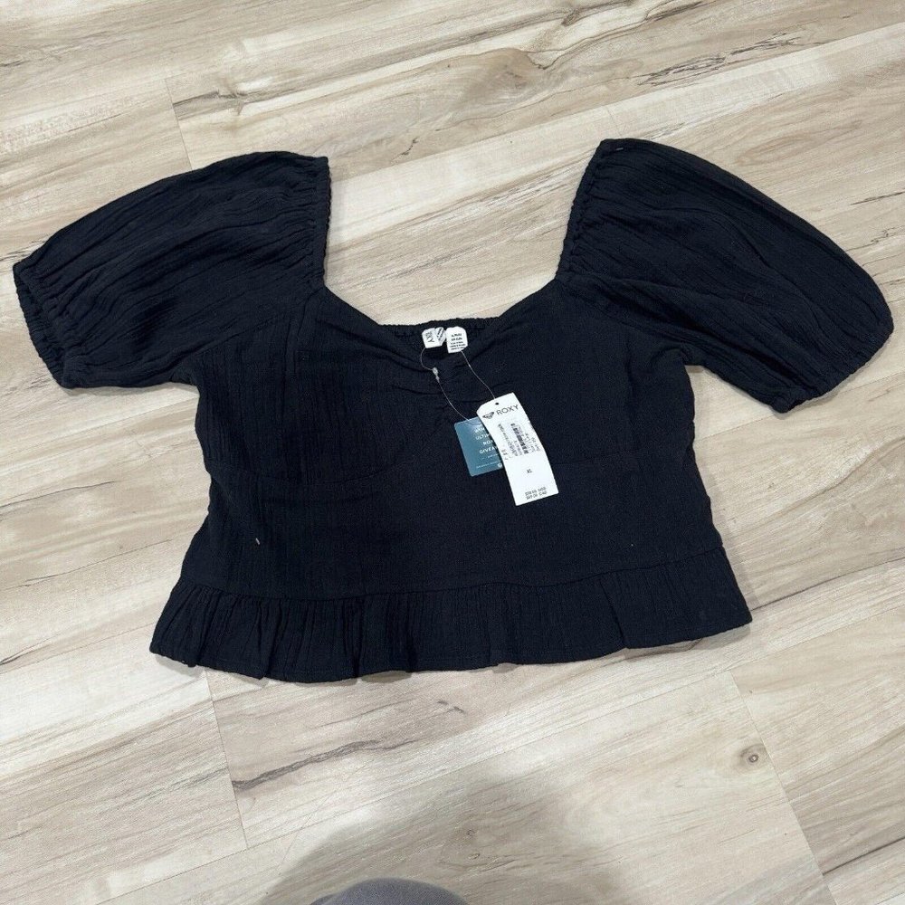 Women’s Roxy Black Top Blouse NWT‎ peplum Size X-Large Xl